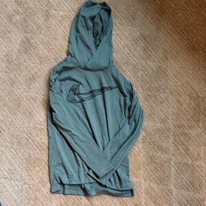 Nike green long sleeve shirt with hoodie